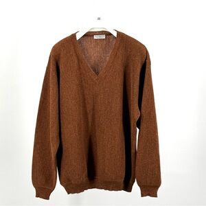 J.S. Edwards LTD Alpaca Wool Blend V-Neck Rust Colored Sweater Size M